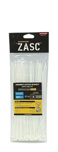AMARRE 2.5 mm X 200 mm. BLANCO. ZASC (EMP. 100 UND)