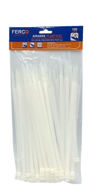 AMARRE 7 mm X 250  mm BLANCO, FERCO  (EMP. 100 UND)-(MTL1412103)