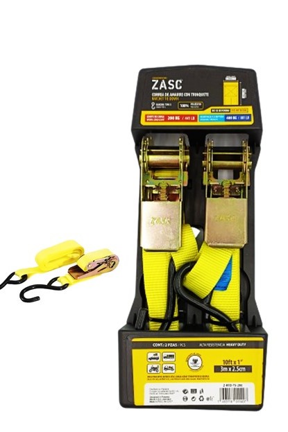 CINCHA DE AMARRE 1" X 3mts, 200Kg. C/RATCHET. ZASC (2 UND)