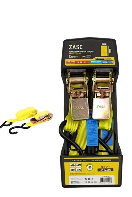 CINCHA DE AMARRE 1" X 3mts, 350Kg. C/RATCHET. ZASC (2 UND)