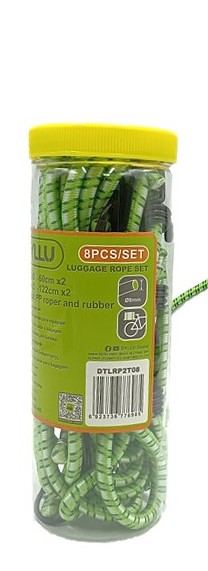 JUEGO DE CUERDAS ELASTICAS P/AMARRAR EQUIPAJE, (8 PZS). DYLLU