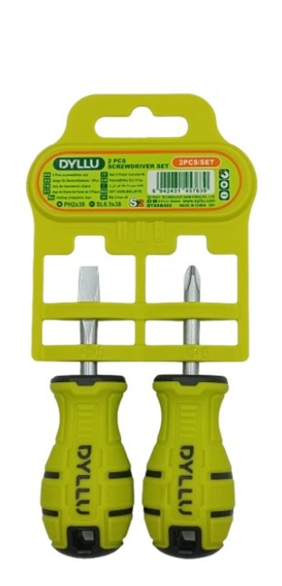 JUEGO DE DESTORNILLADORES 2 PZS (38MM) S2, MANGO ERGONOMICO. DYLLU