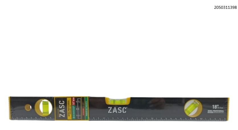 NIVEL TIPO REGLA  C/IMAN 18"(45CM), METAL. ZASC