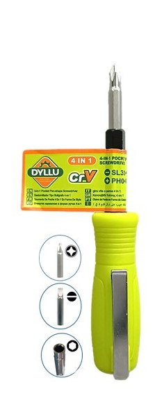 DESTORNILLADOR TIPO BOLIGRAFO MULTIFUNCION 4 EN 1 PUNTA MAGNETICA CR-V. DYLLU
