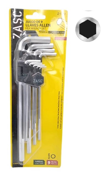 JUEGO DE LLAVES ALLEN LARGAS 9 PZS. (1.5 - 10MM). ZASC