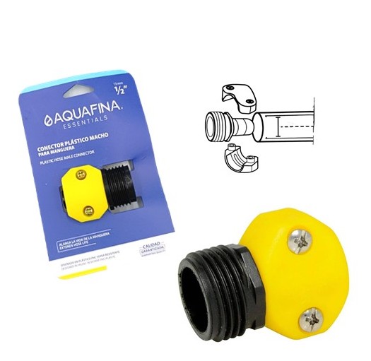 CONECTOR PLASTICO MACHO 1/2" PARA MANGUERA. AQUAFINA