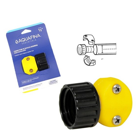 CONECTOR PLASTICO HEMBRA 1/2" PARA MANGUERA. AQUAFINA